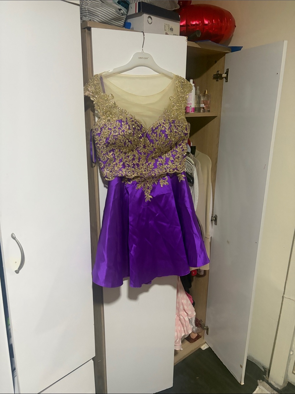 Dave & Johnny Purple Dress with Gold Embellished Bodice